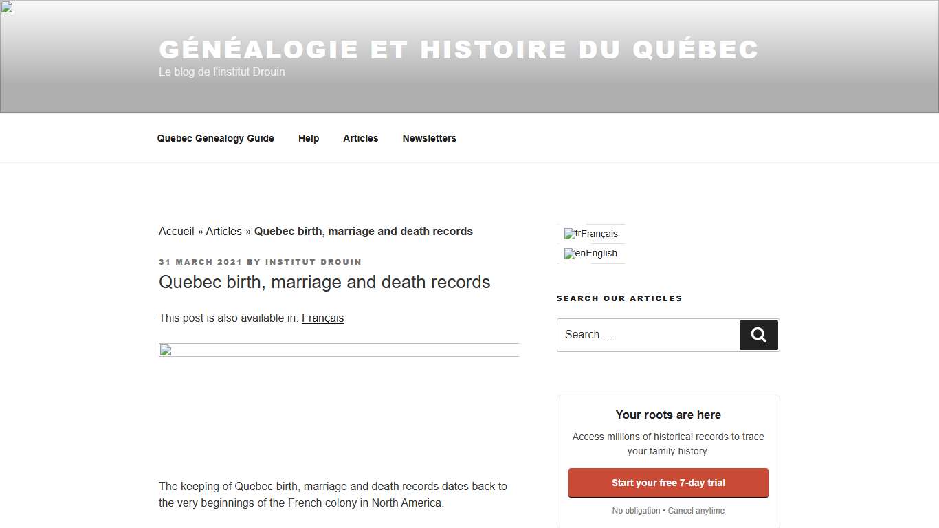 Quebec birth, marriage and death records